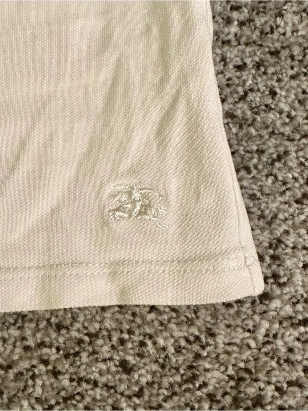 BURBERRY Girls 14 L White Puff Sleeve Polo Shirt Plaid In Collar Pleats R $295